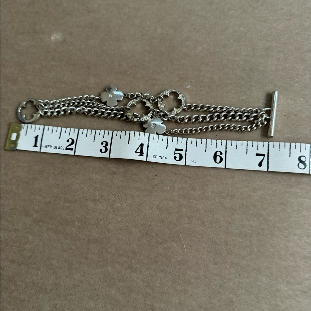 Folli Follie Designer Silver three strand bracelet heart4heart with toggle. - Picture 9 of 10